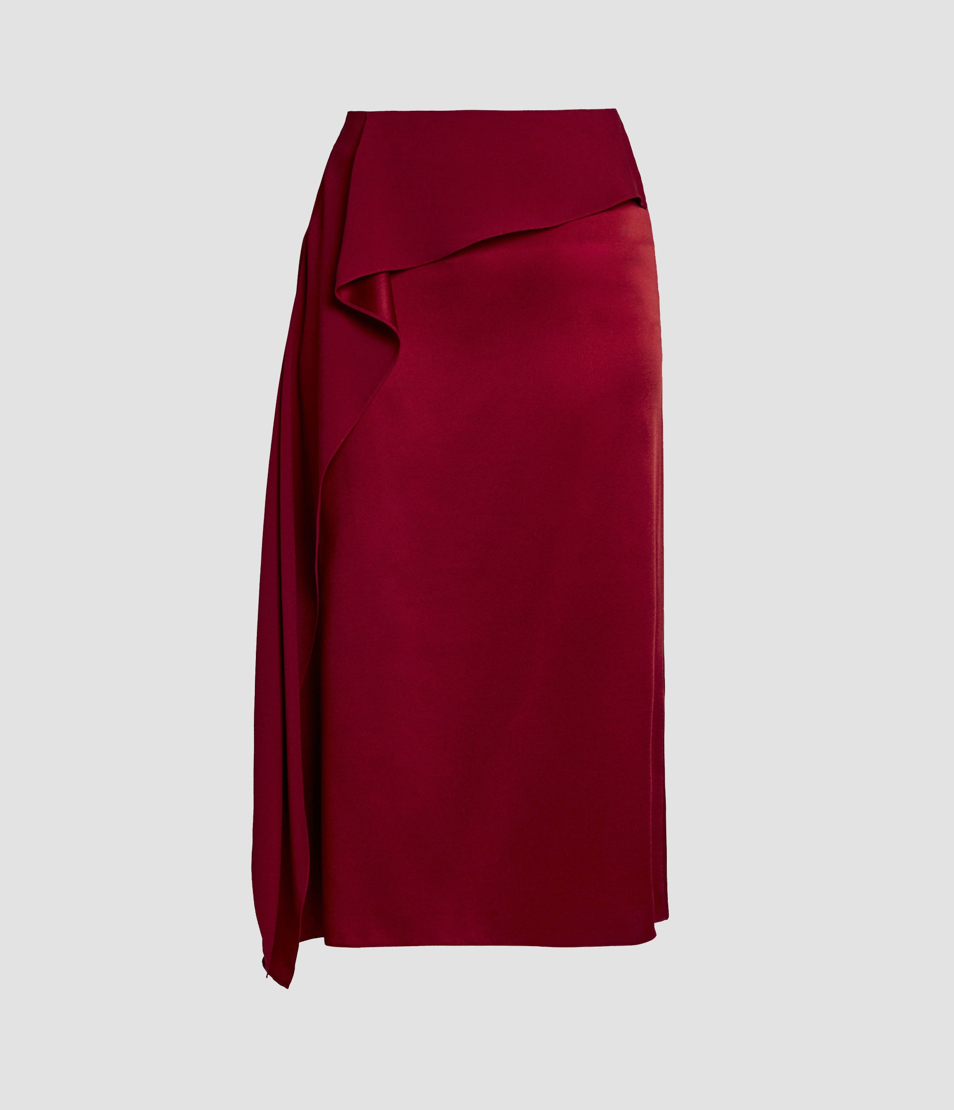 Satin Cady Draped Midi Skirt