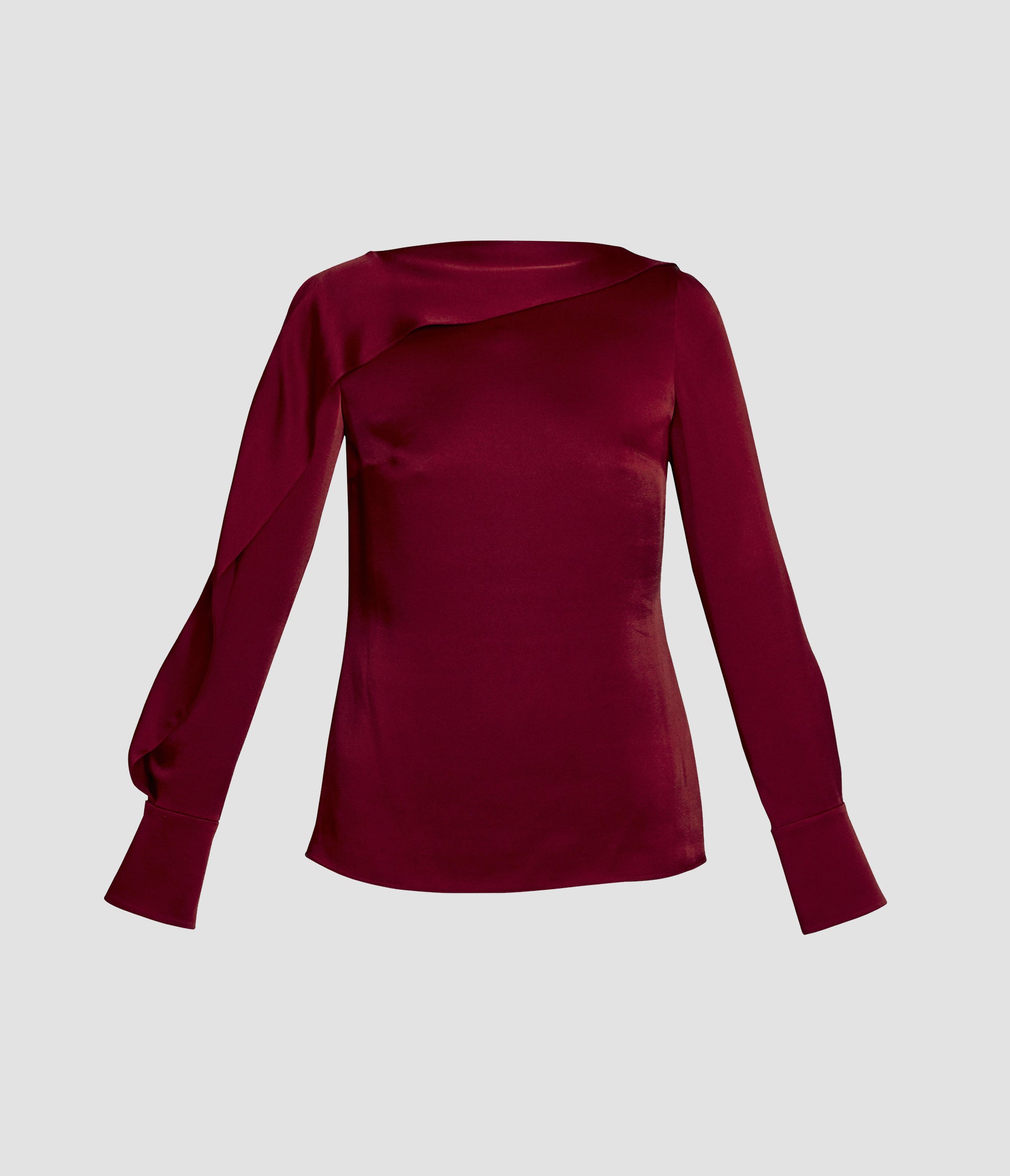 Draped Satin Cady Long Sleeve Blouse