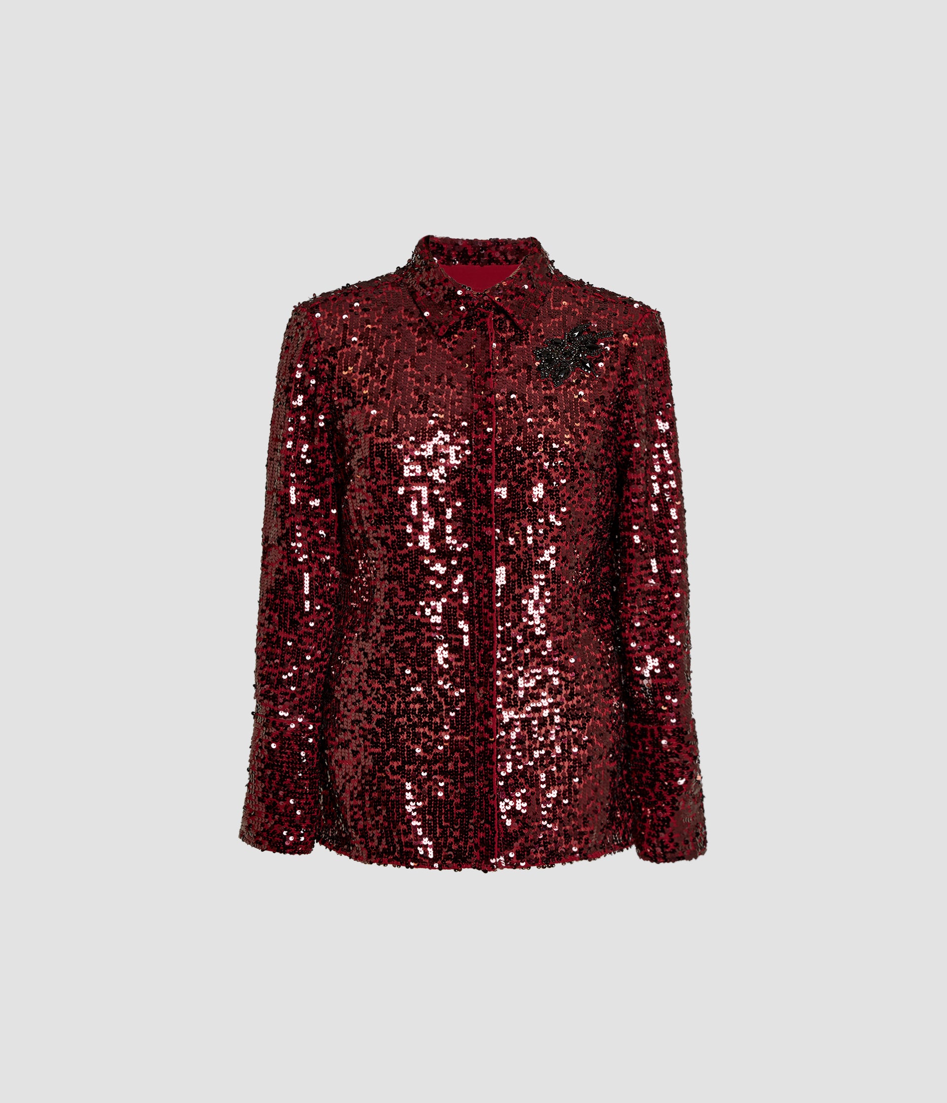 Embellished Sequin Long Sleeve Shirt
