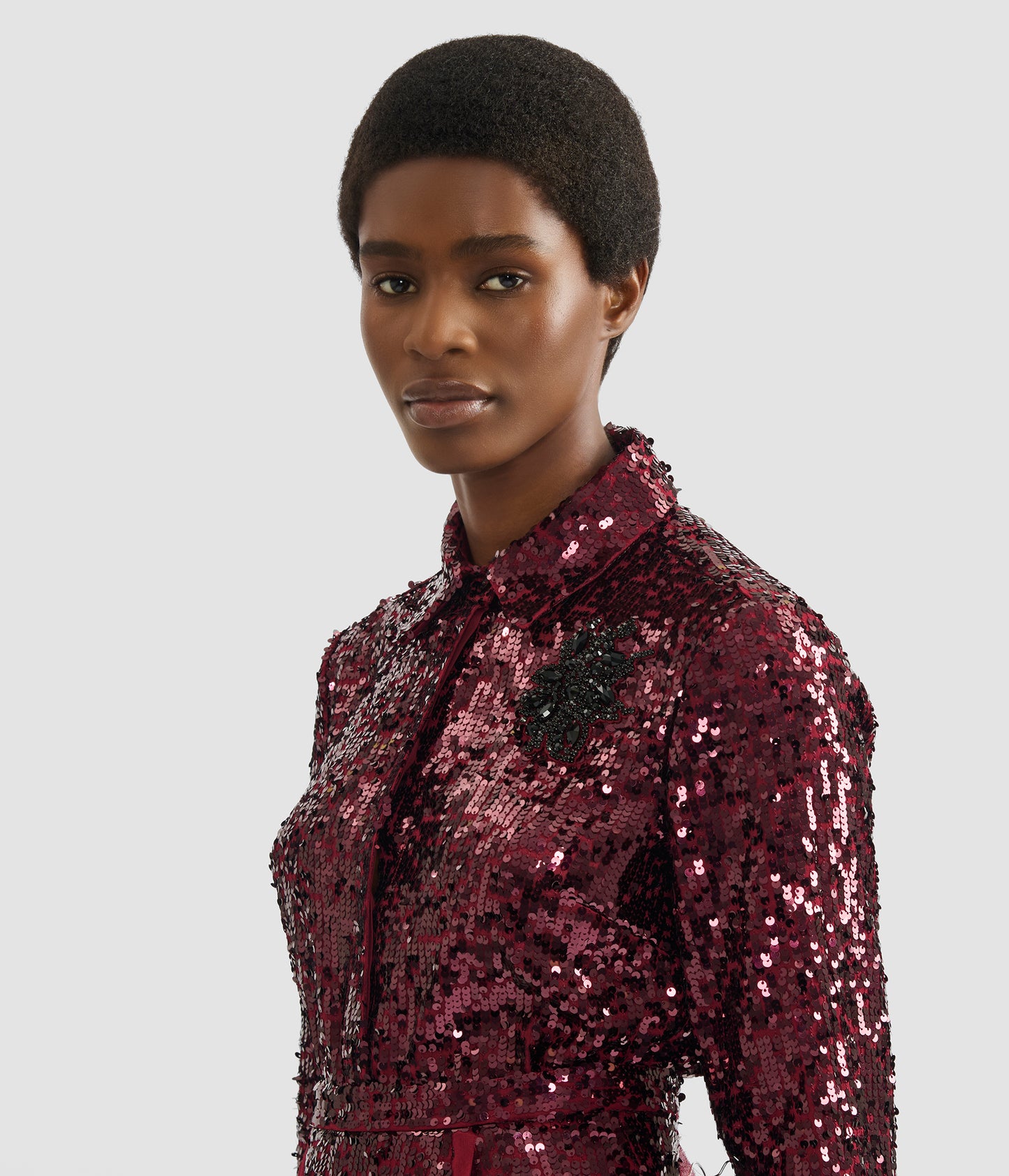 Embellished Sequin Long Sleeve Shirt