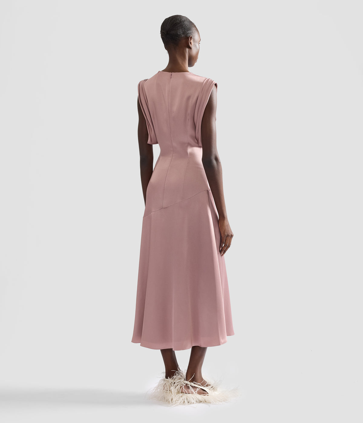 Embellished Satin Midi Dress