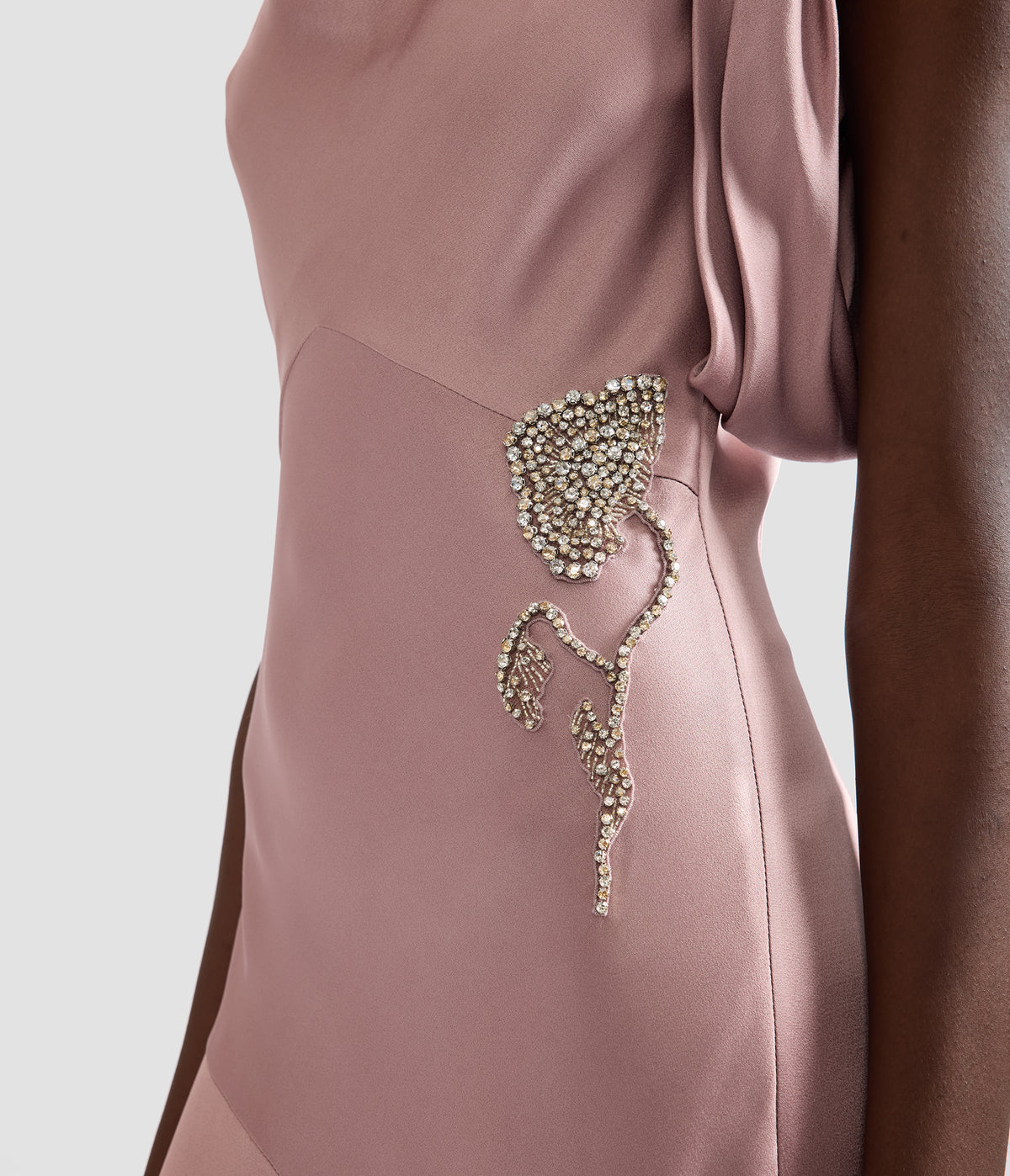 Embellished Satin Midi Dress
