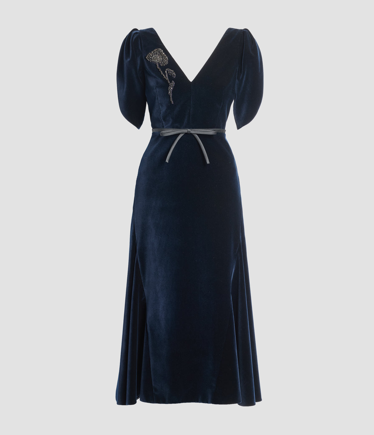 Embellished Velvet Midi Midi Dress