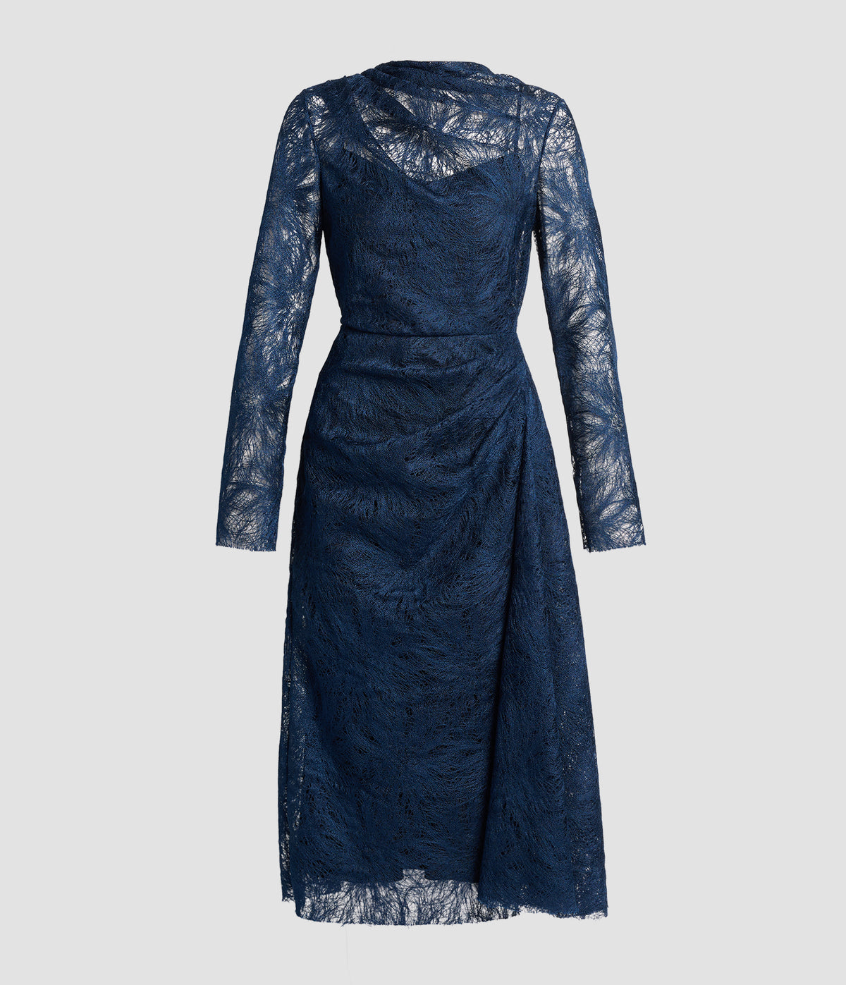 Floral Lace Draped Midi Dress