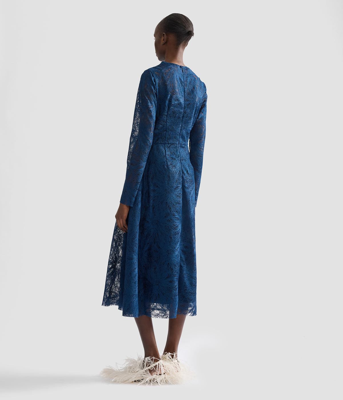 Floral Lace Draped Midi Dress