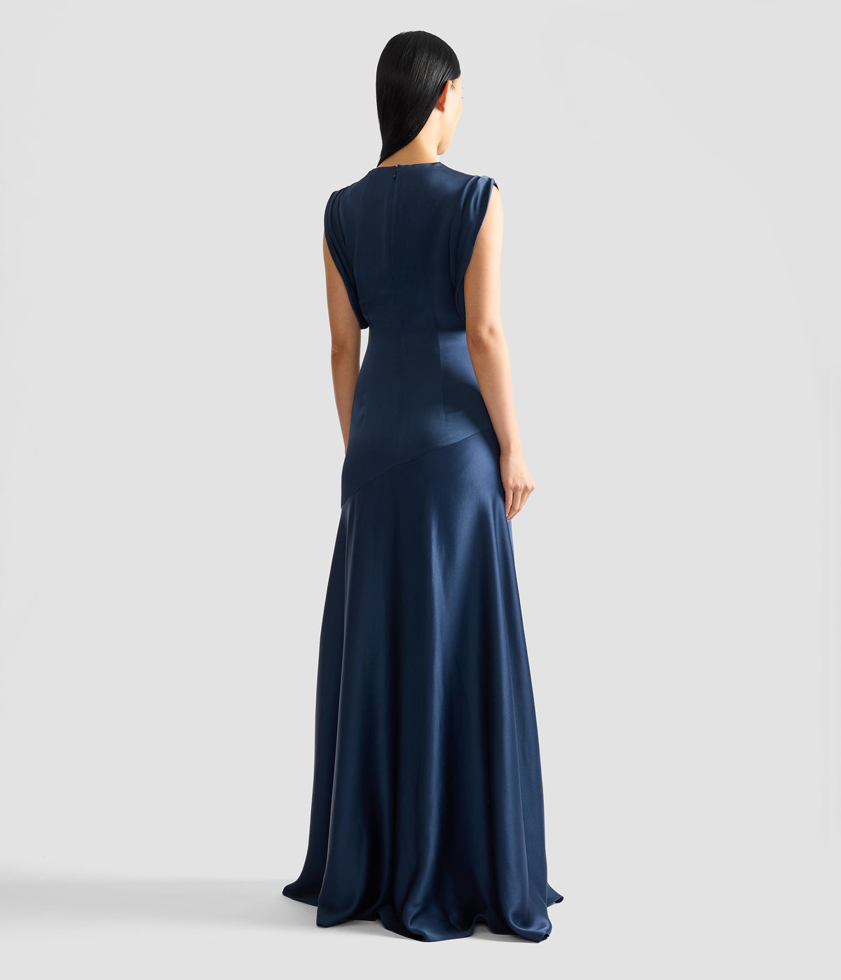 Embellished Satin Draped Gown