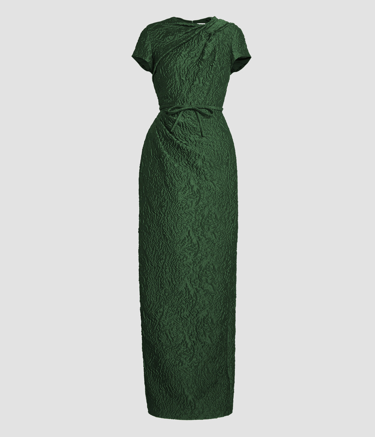 Cloque Jacquard Draped Gown