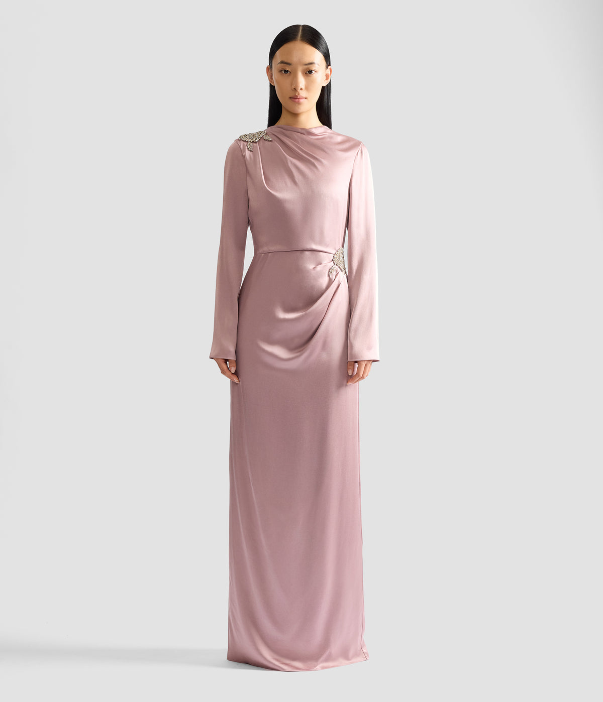 Long Sleeve Draped Gown
