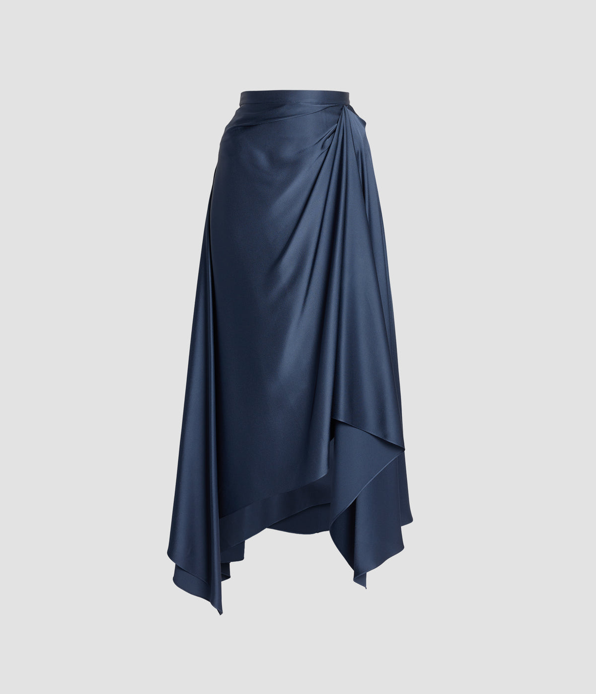 Satin Draped Midi Skirt
