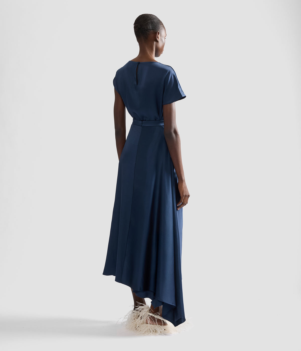 Satin Draped Midi Skirt