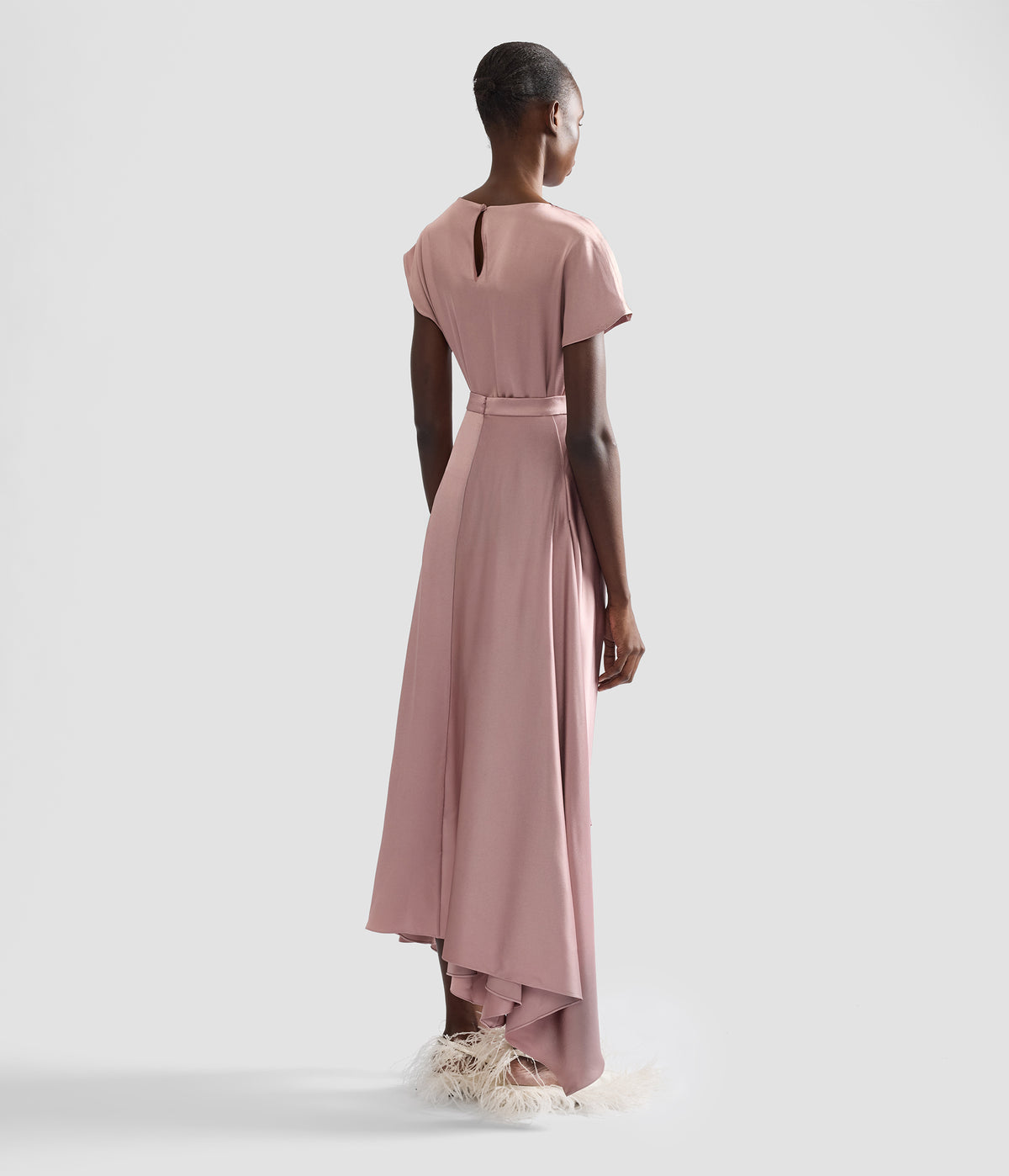 Satin Draped Midi Skirt