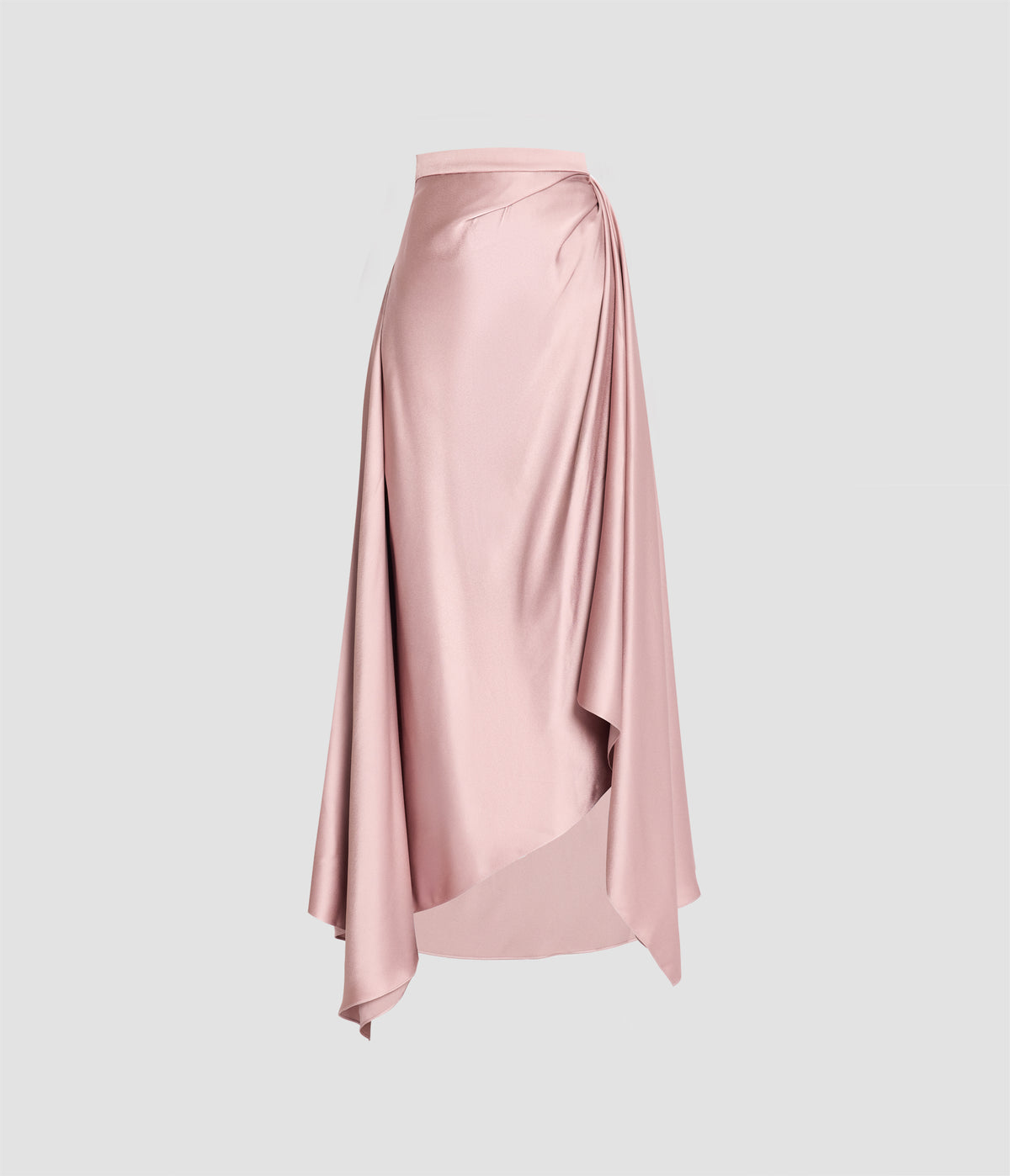 Satin Draped Midi Skirt
