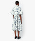 Puff Sleeve Cotton Poplin Tiered Midi Dress