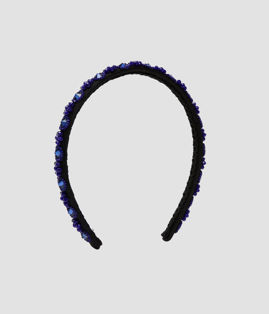 Black & Indigo Crystal Satin Headband