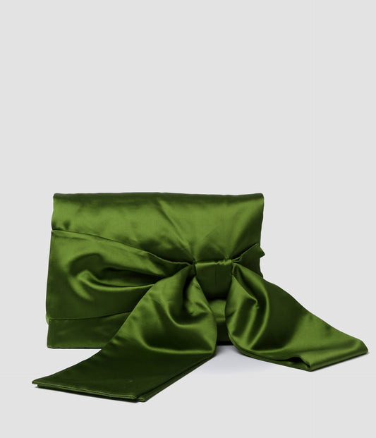 Green Satin Bow Bag