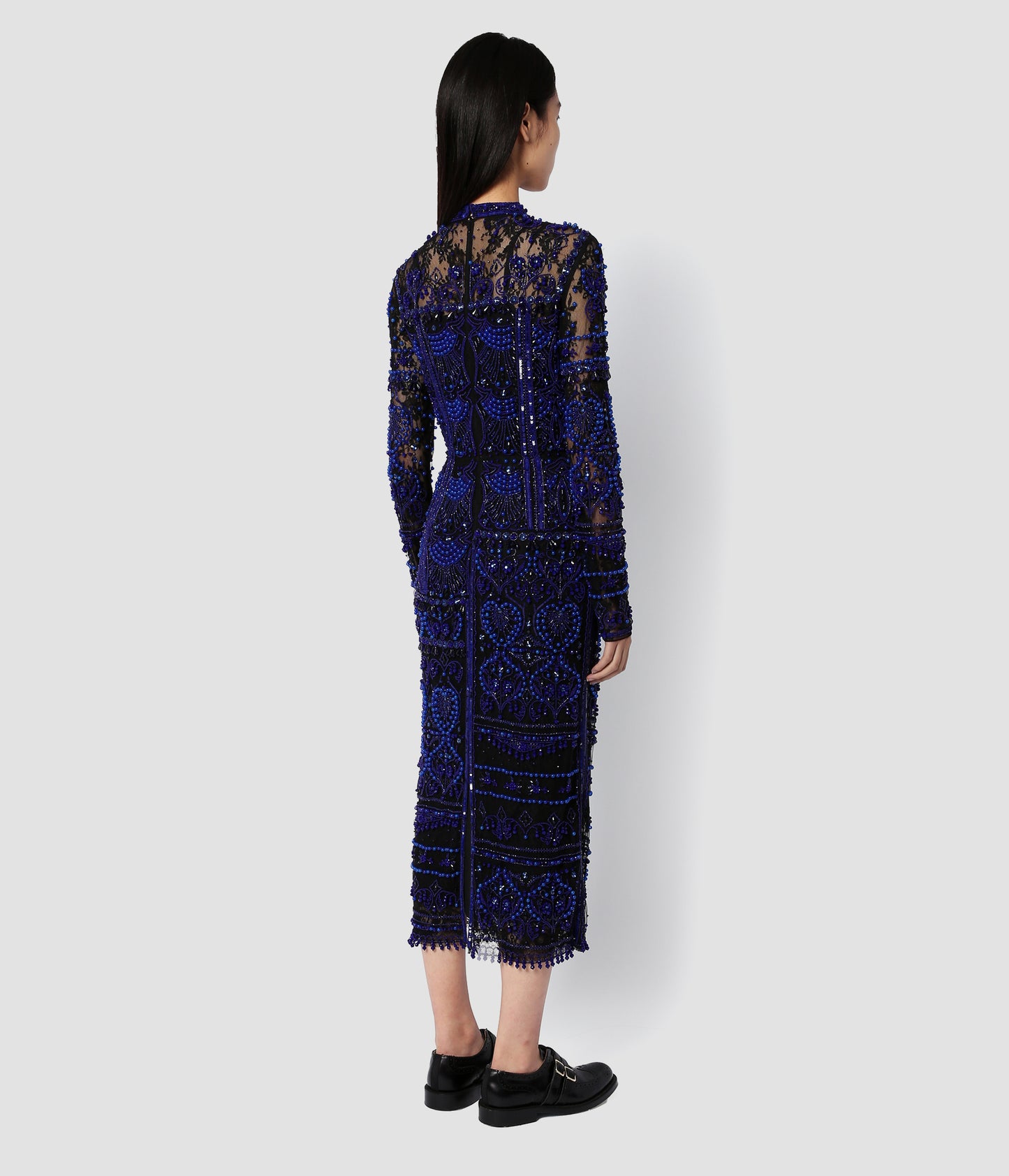 Beaded Long Sleeve Fitted Dress
