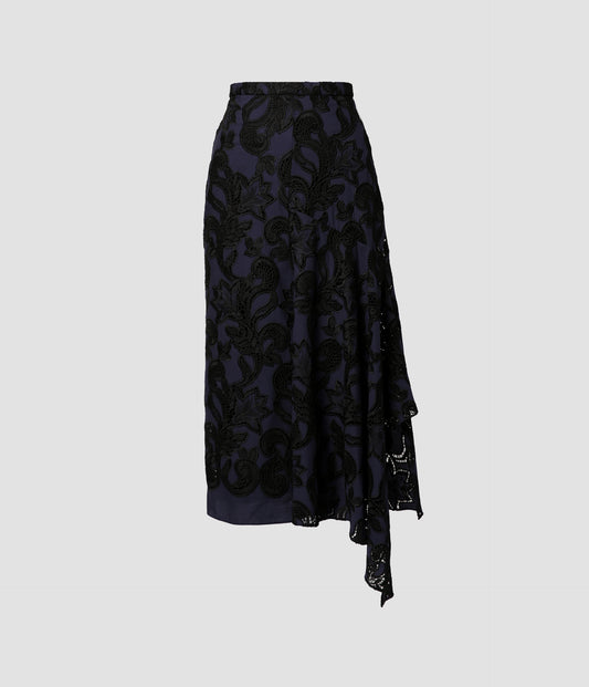 Midi Pencil Skirt With Ruffle Detail