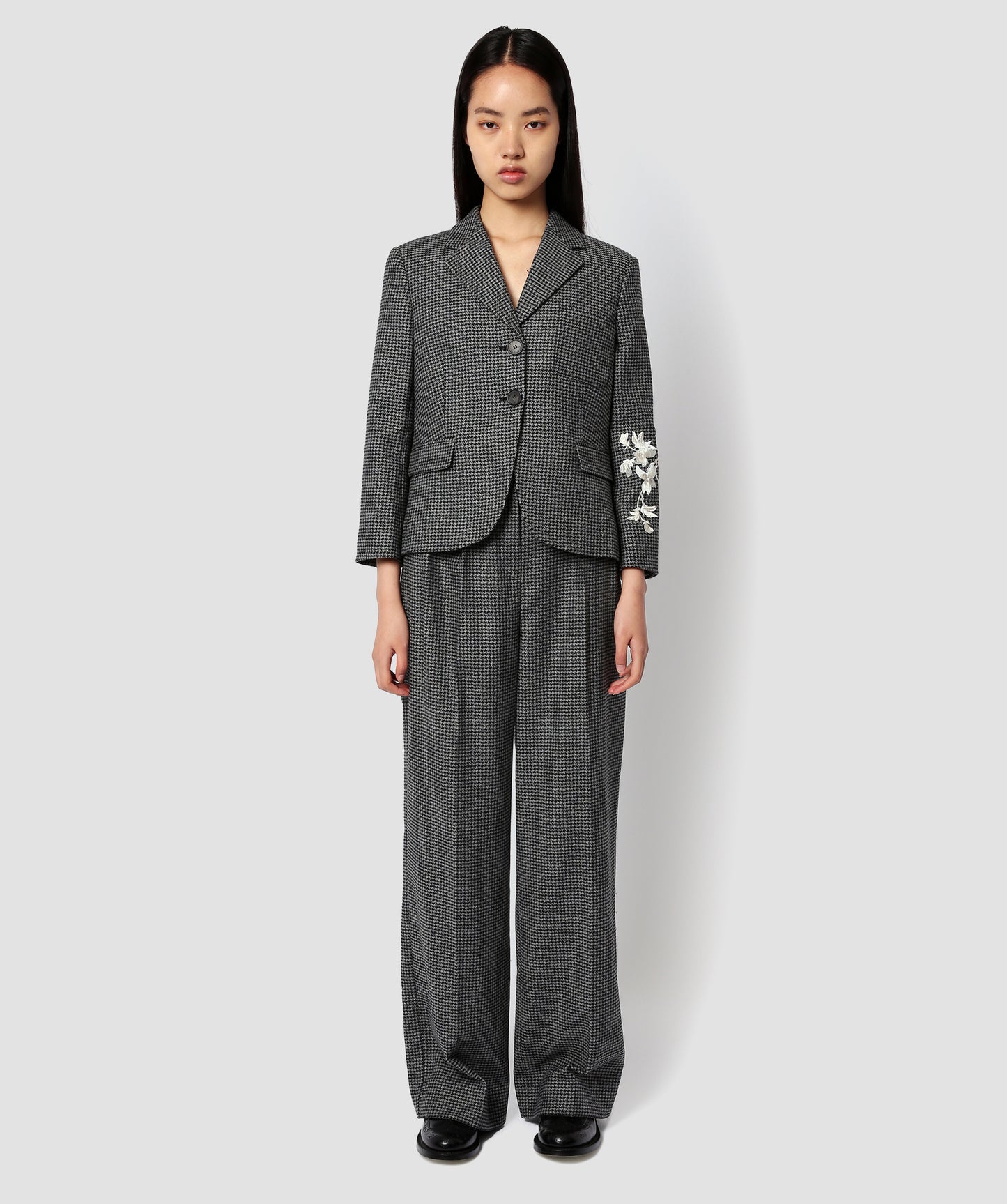 Tailored Wool Wide Leg Trousers With Darts