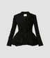Embroidered Single Breasted Jacket With Pleated Peplum Detail