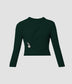 3/4 Sleeve Wool Knit Jumper With Draped Front Detail