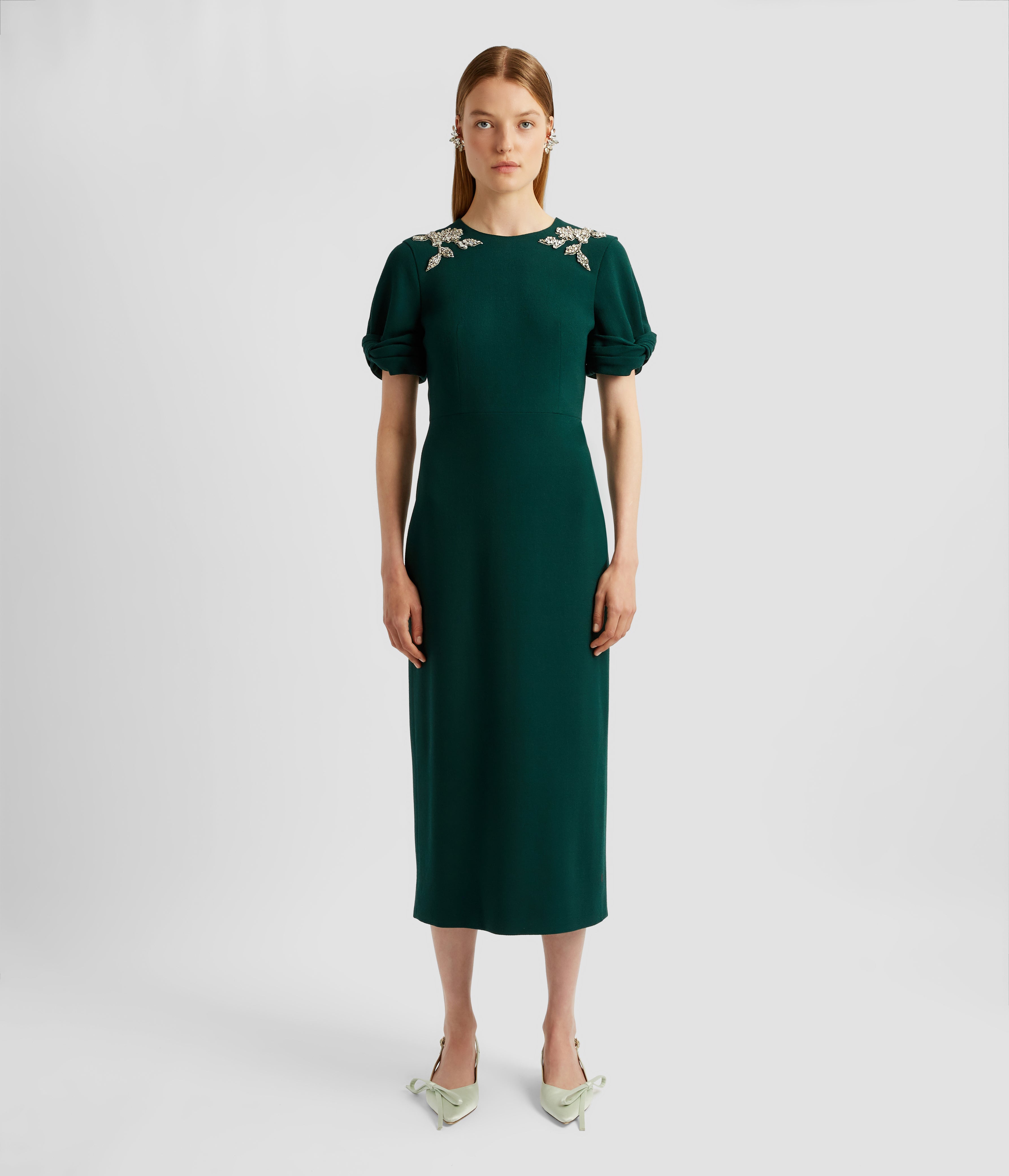 Signature Dresses by Erdem 6 Embellished Short Sleeve Midi Dress