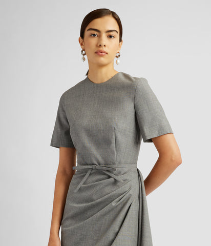 Short Sleeve Midi Dress With Drape Detail