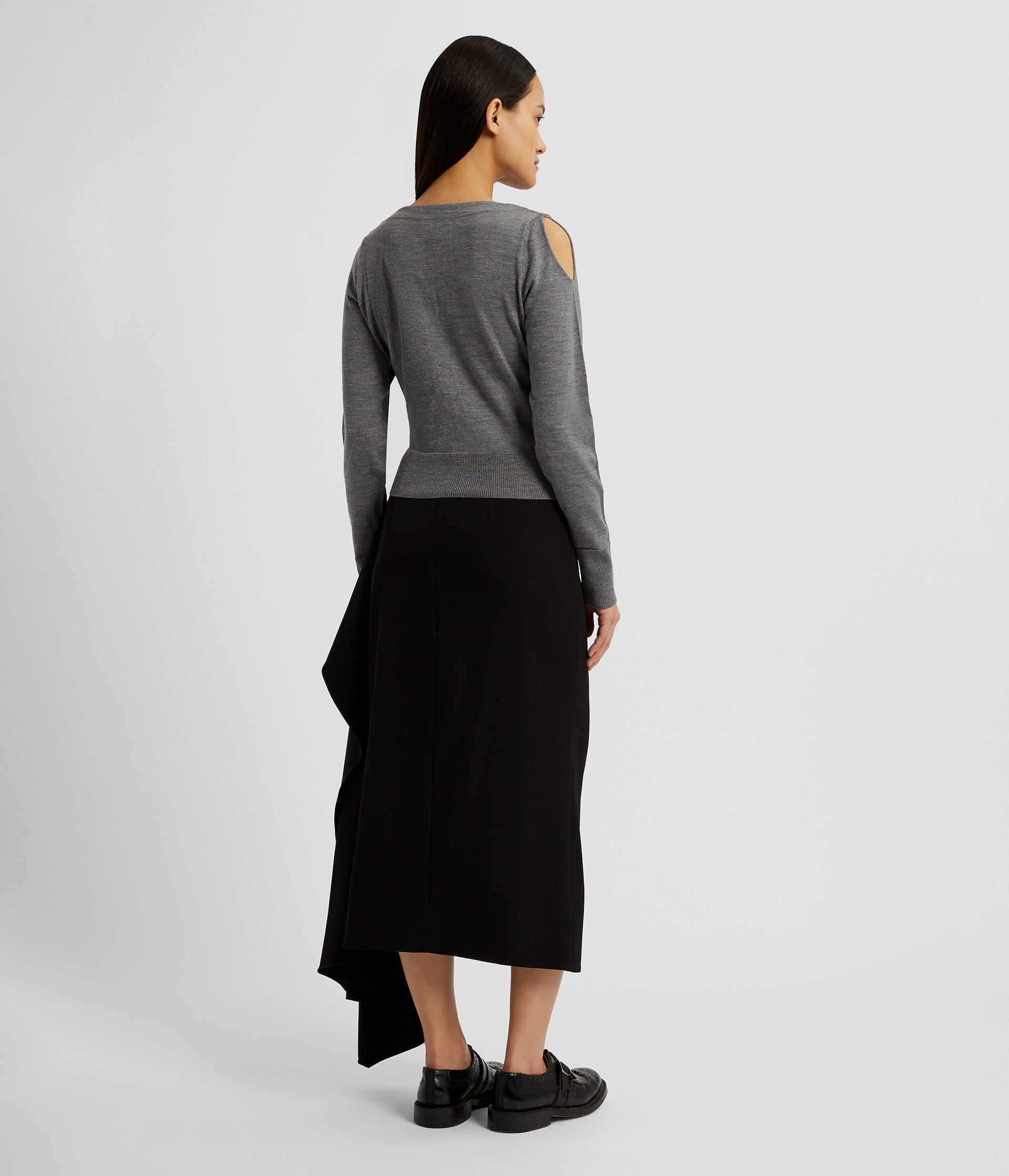 Grey Embellished Drape Detail Knit Jumper | ERDEM® Official