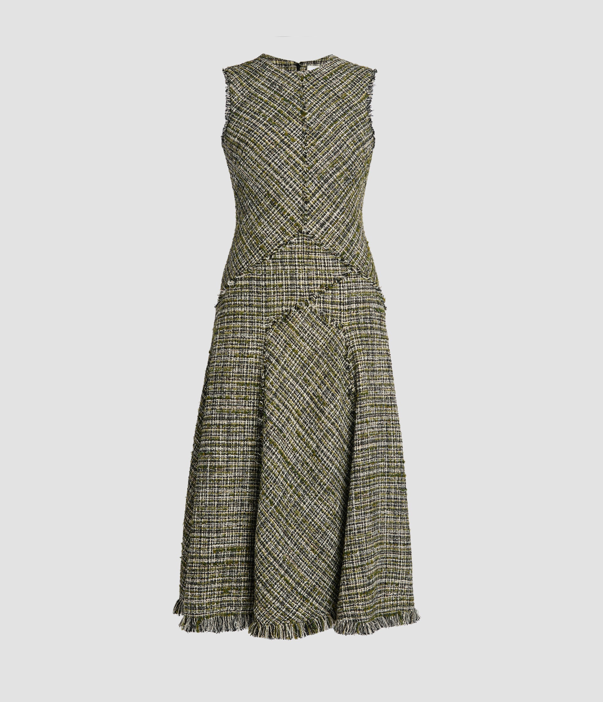 Tweed Paneled Midi Dress