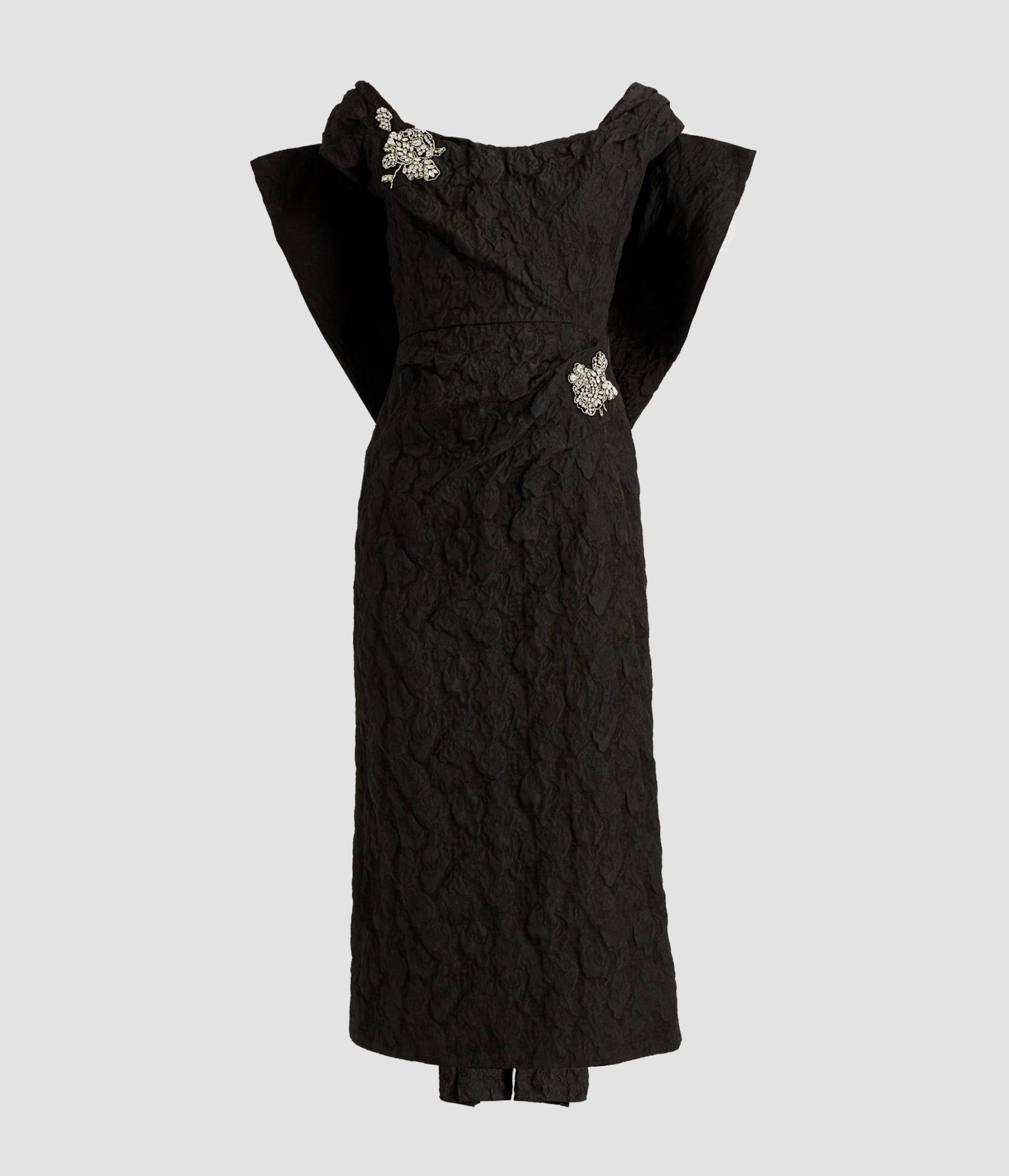 Embellished Jacquard Off-The-Shoulder Gown