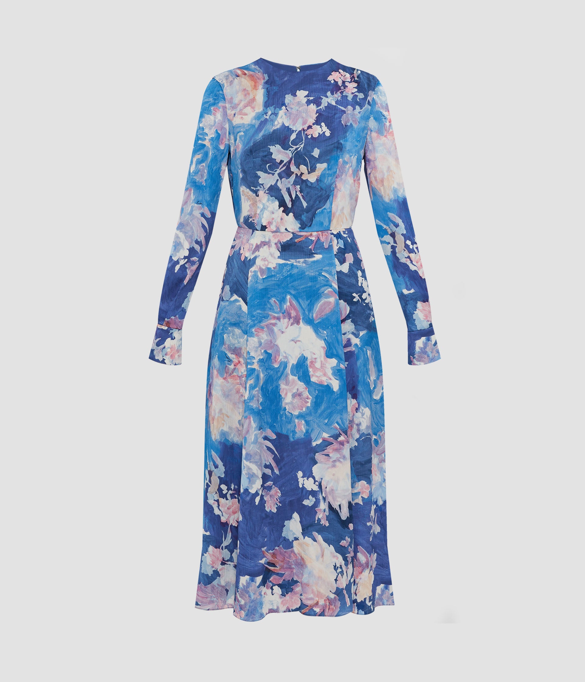 Floral Print Crinkle Satin Midi Dress