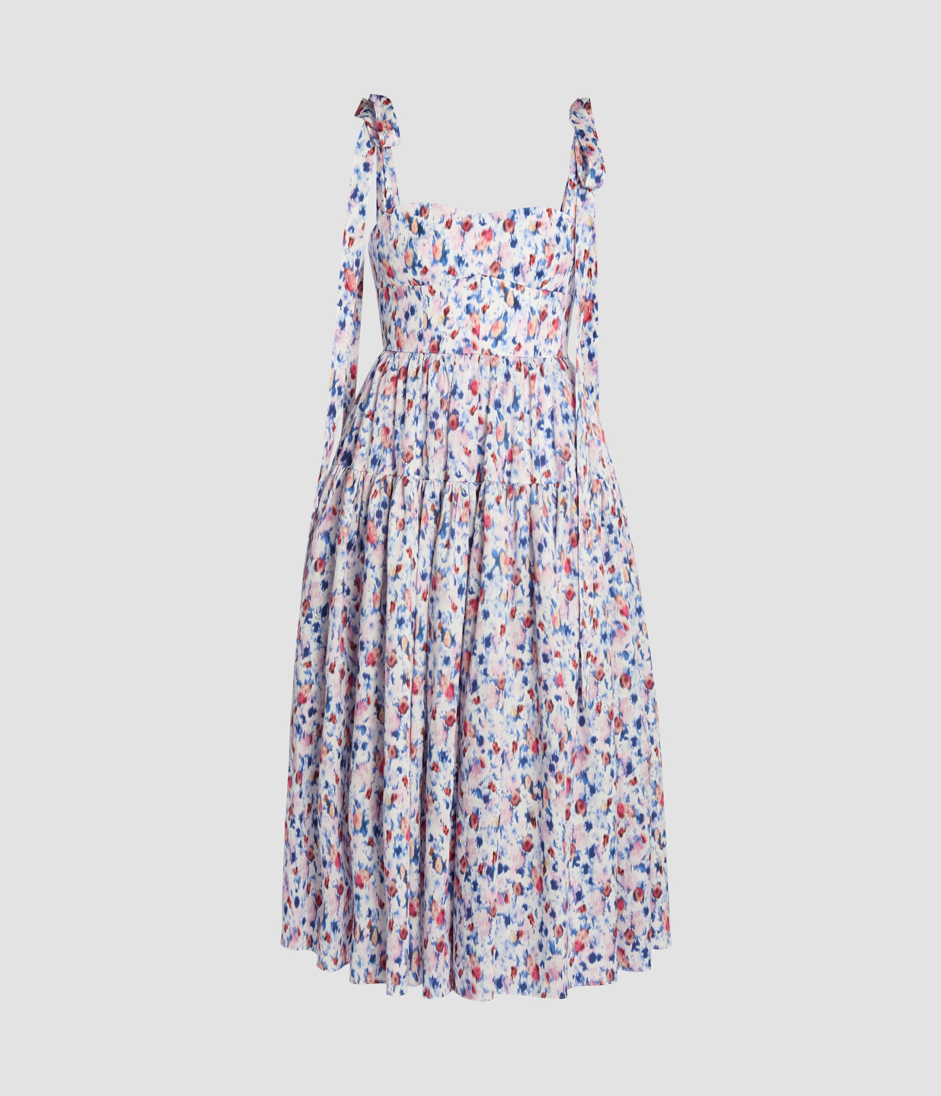 Floral Print Shoulder Strap Midi Dress