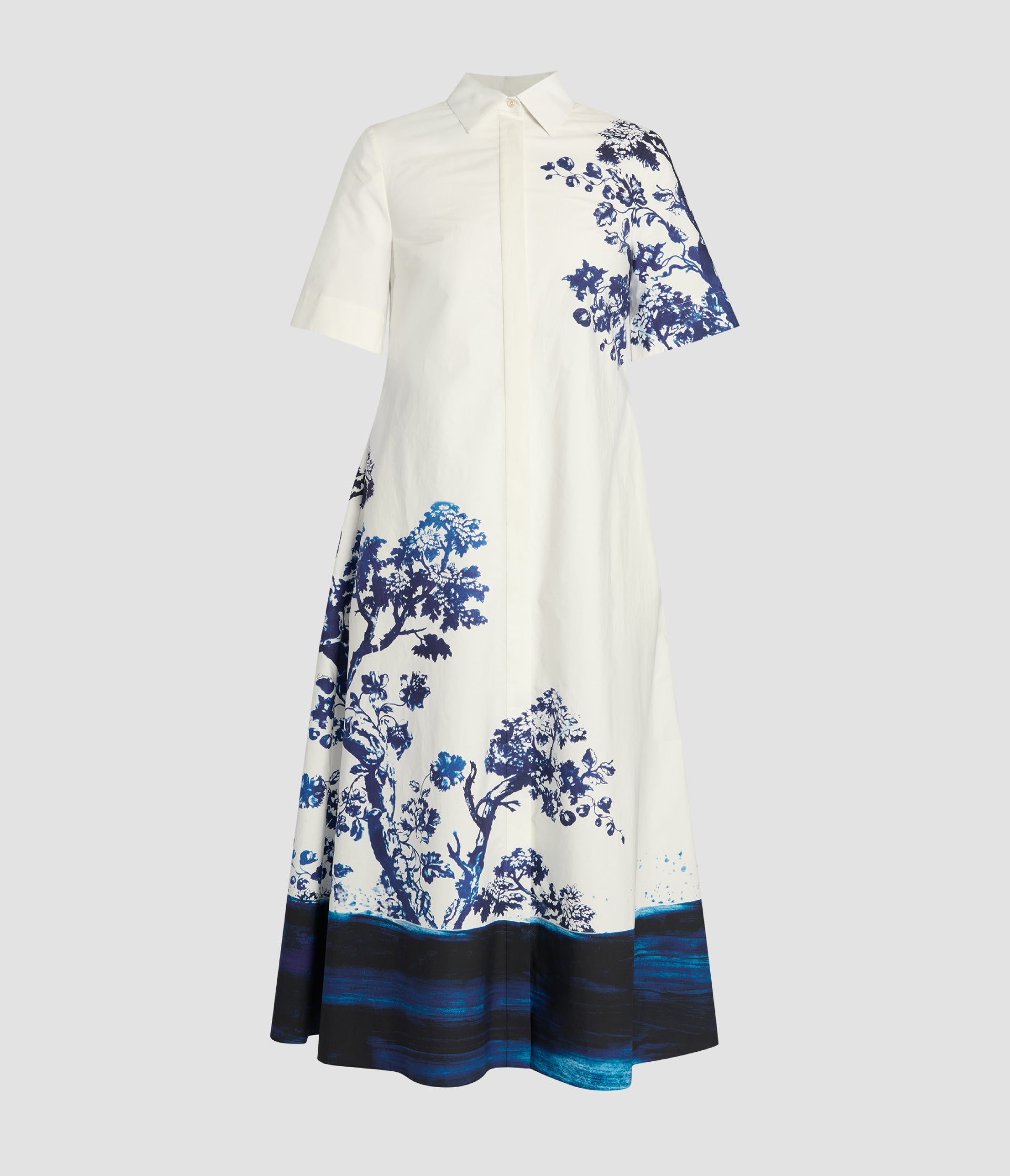 Printed Tie-Waist Shirt Dress