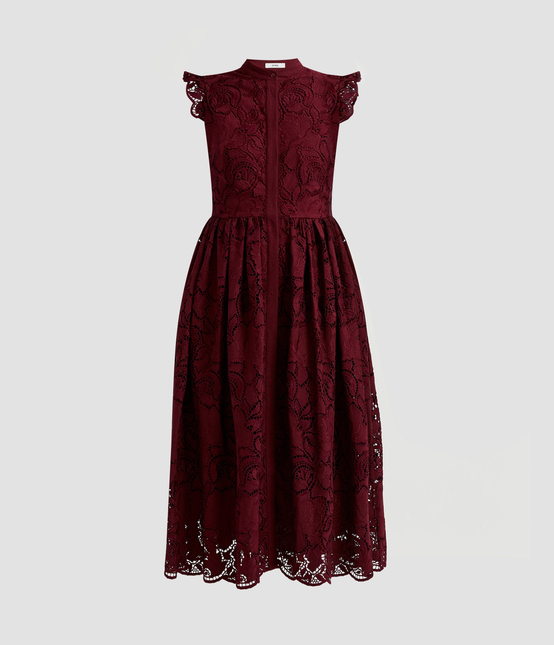 Floral Cutwork Flared Midi Dress