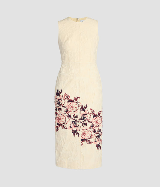 Embroidered Jacquard Midi Dress