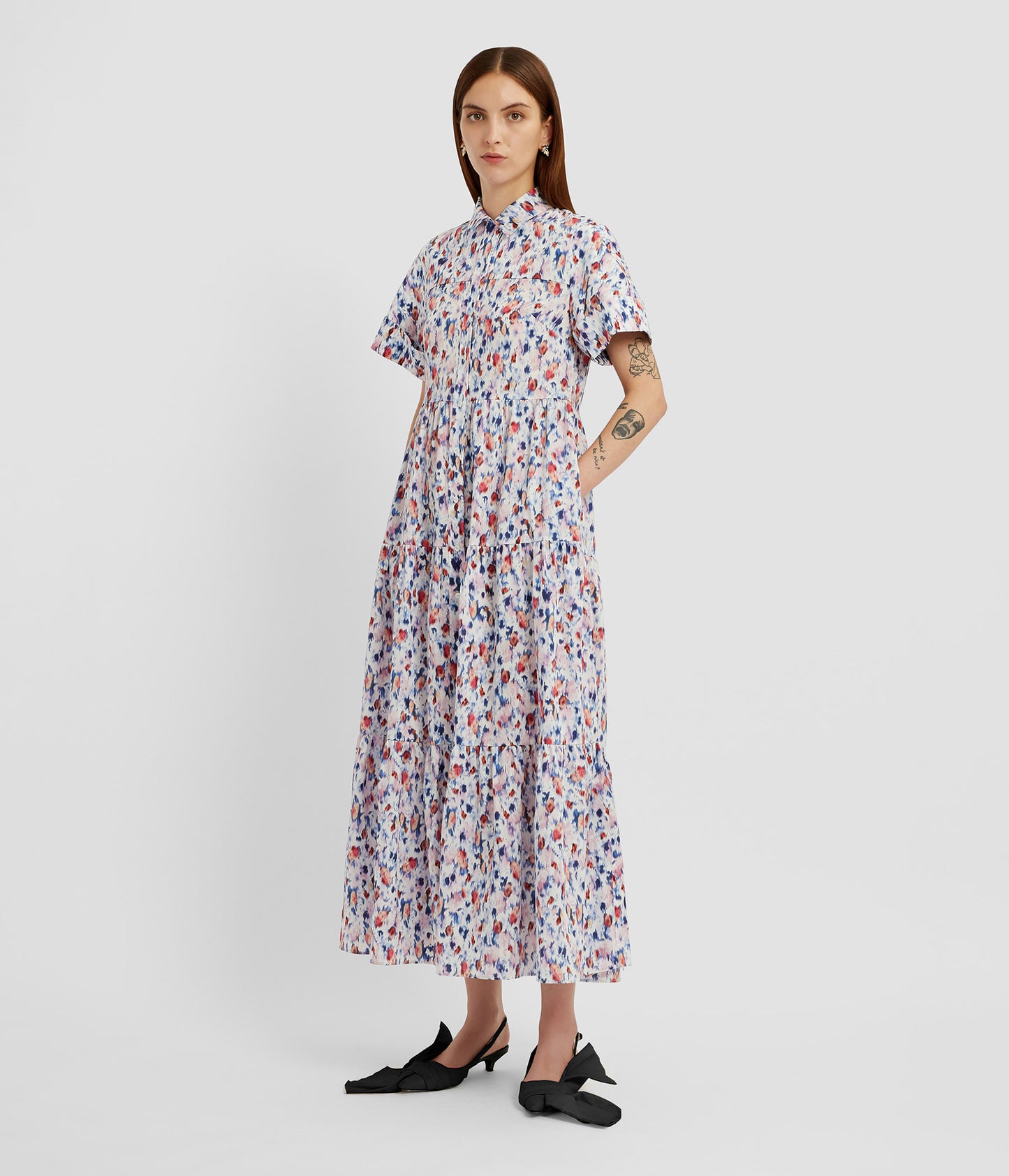 Short Sleeve Midi Shirt Dress