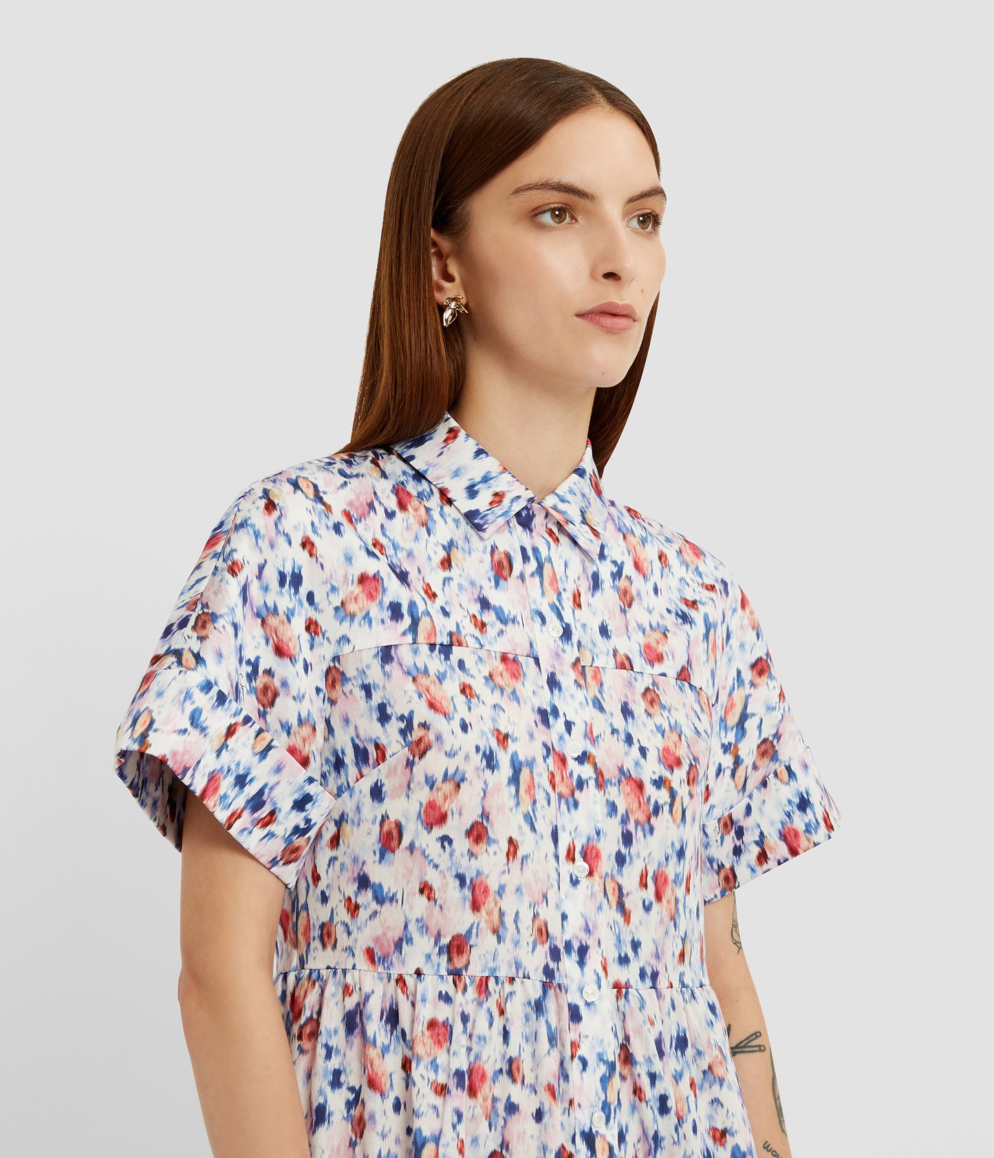 Short Sleeve Midi Shirt Dress