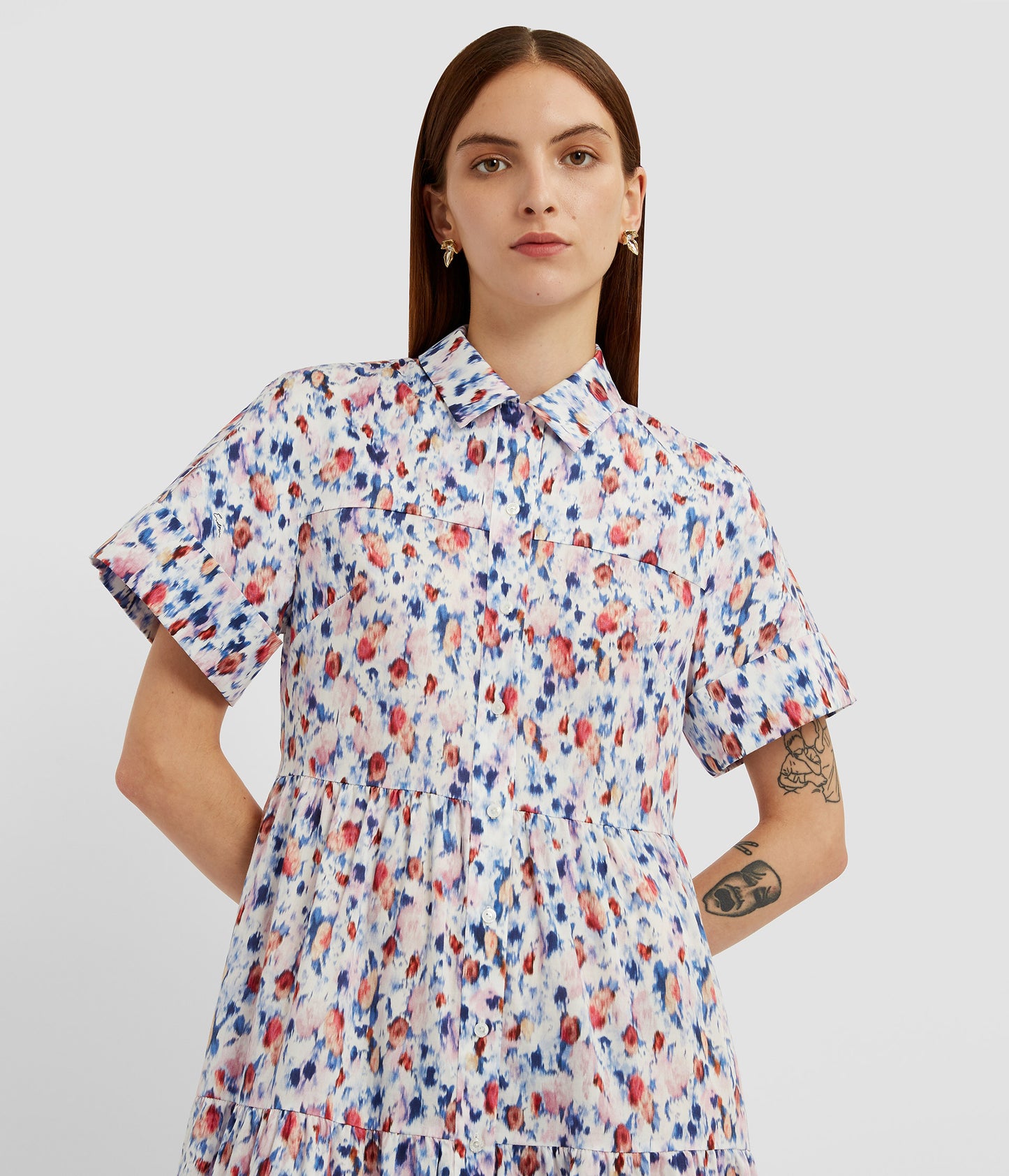 Short Sleeve Midi Shirt Dress