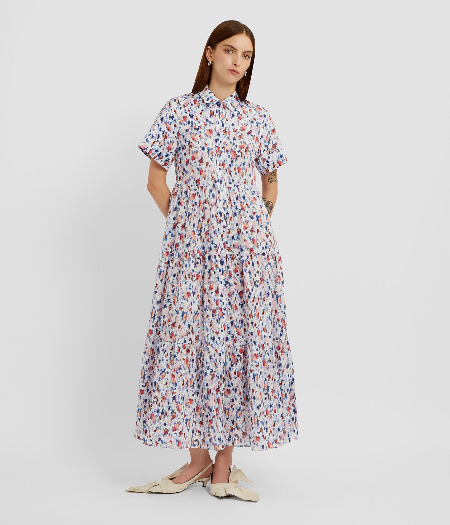 Short Sleeve Midi Shirt Dress
