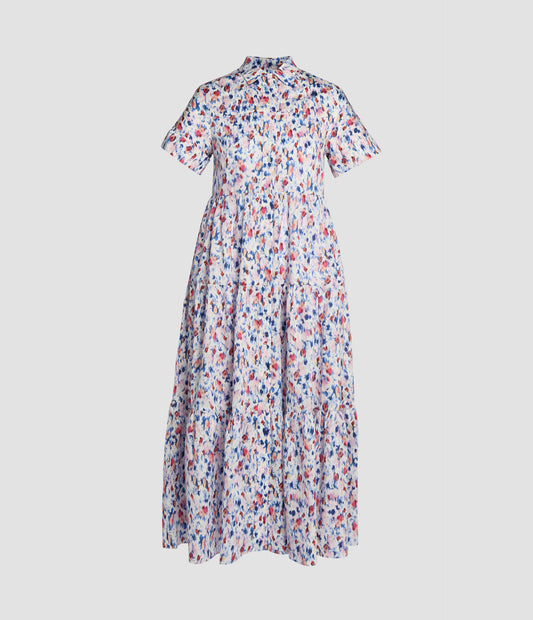 Floral Print Tiered Shirt Dress