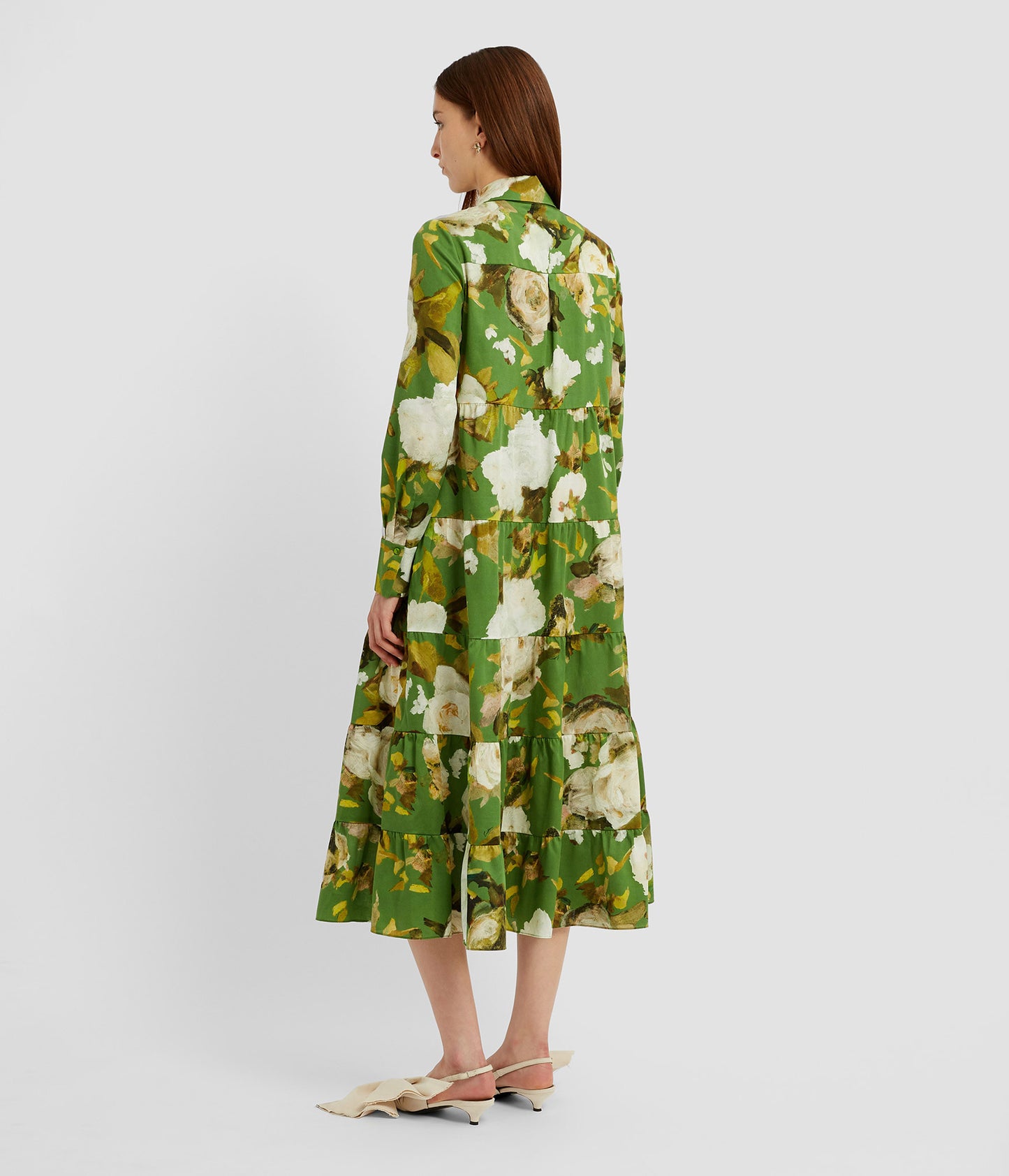 Tiered Long Sleeve Shirt Dress