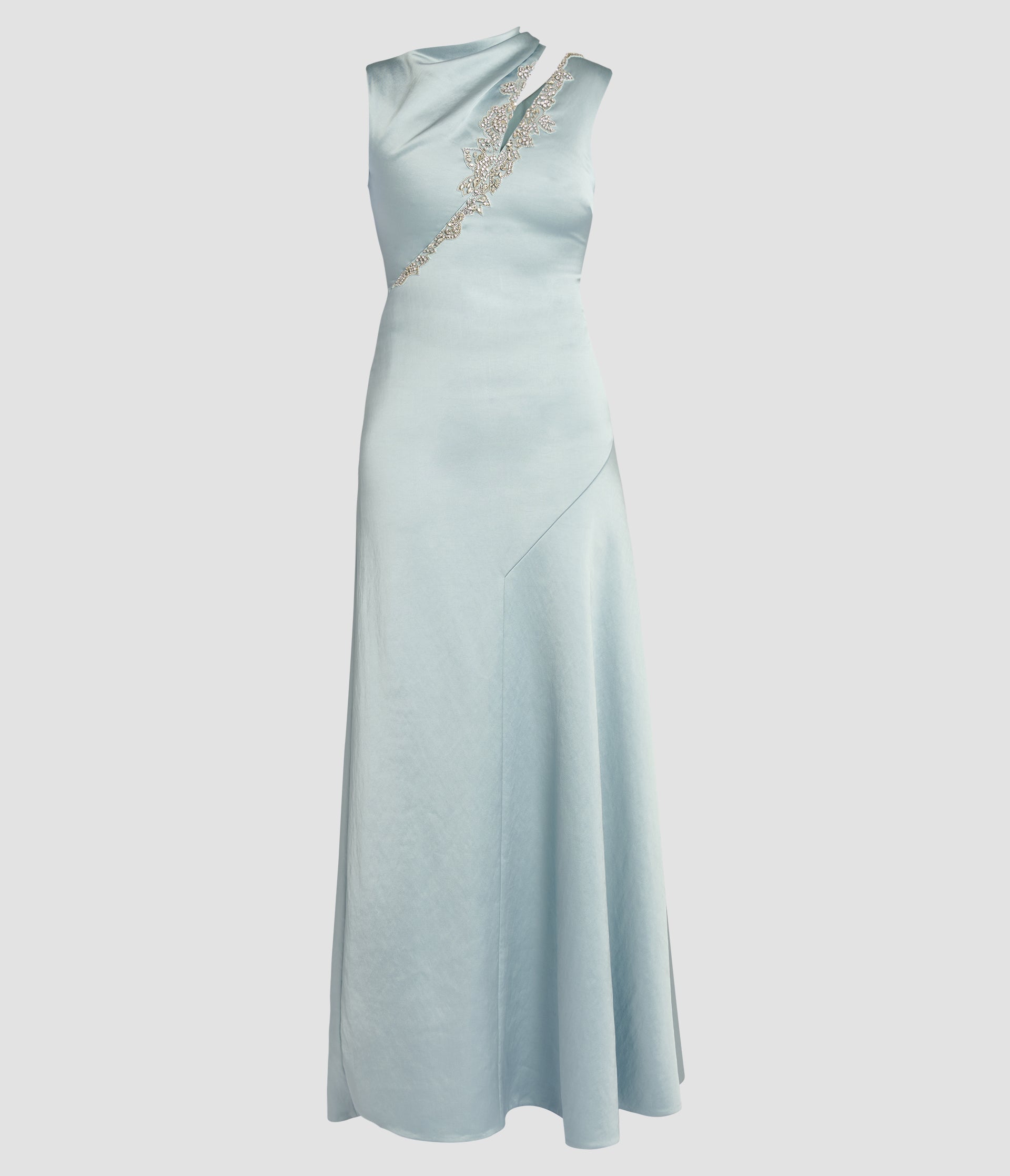 Embellished Satin Sleeveless Gown