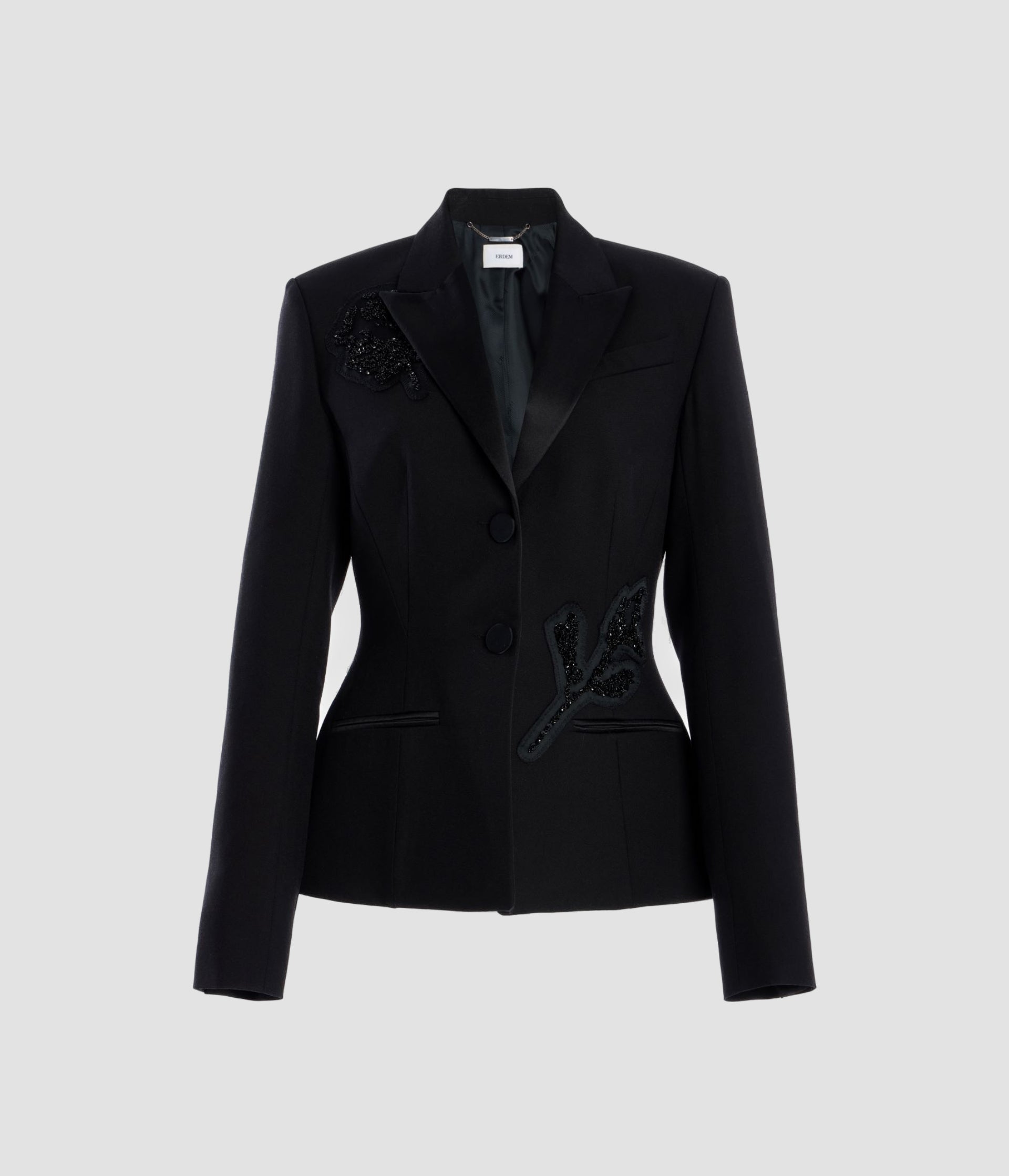 Embellished Grain De Poudre Fitted Blazer