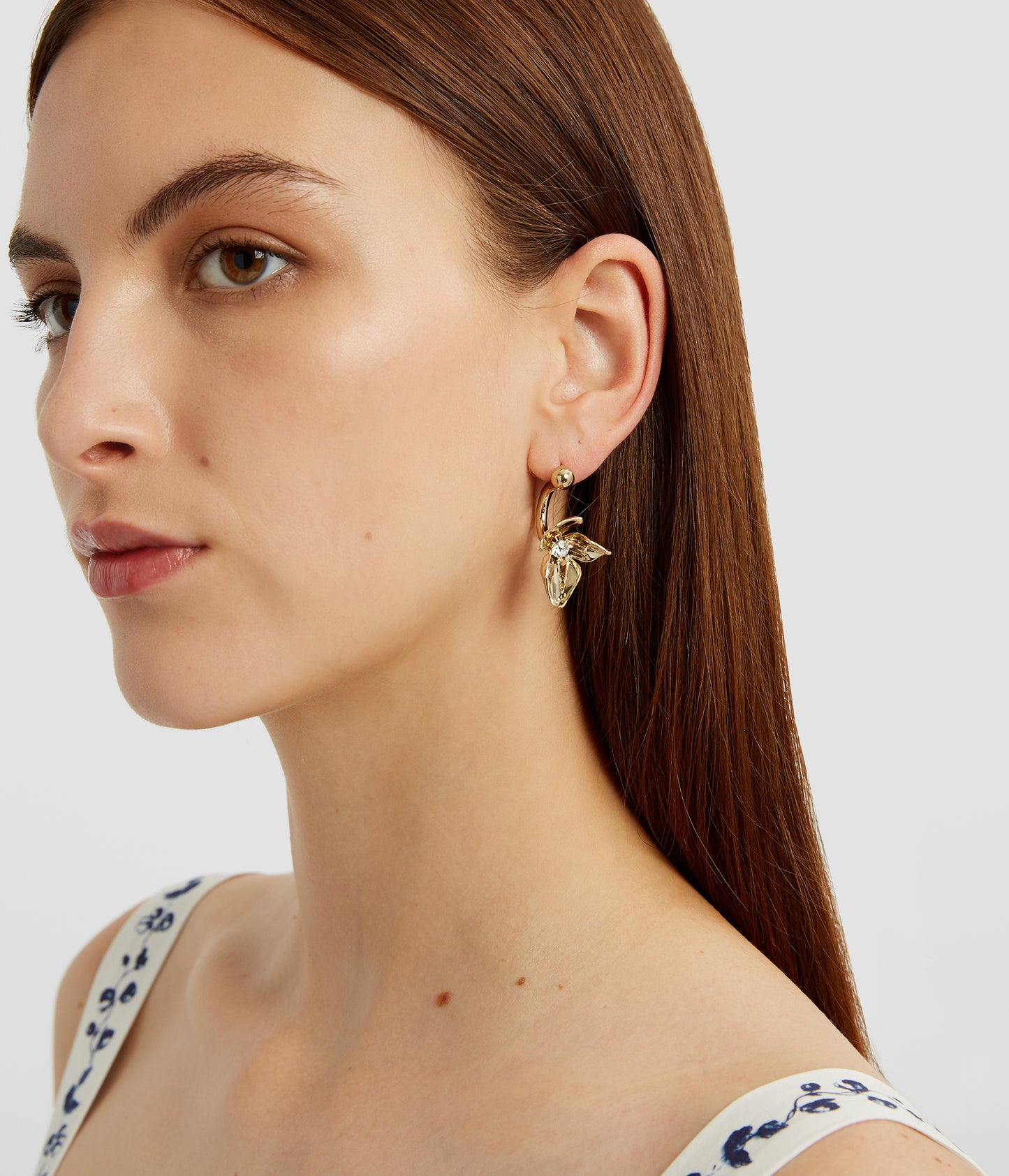 Small Flower Half Ring Earring