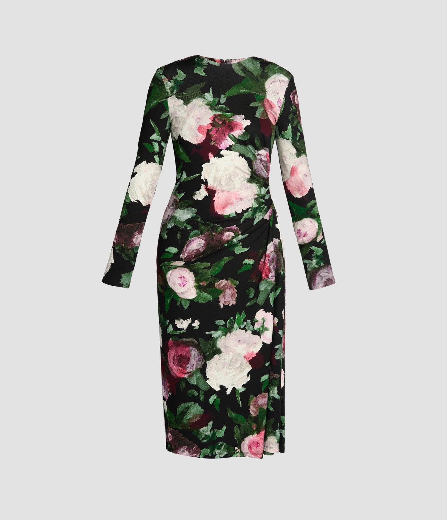 Long Sleeve Draped Midi Dress