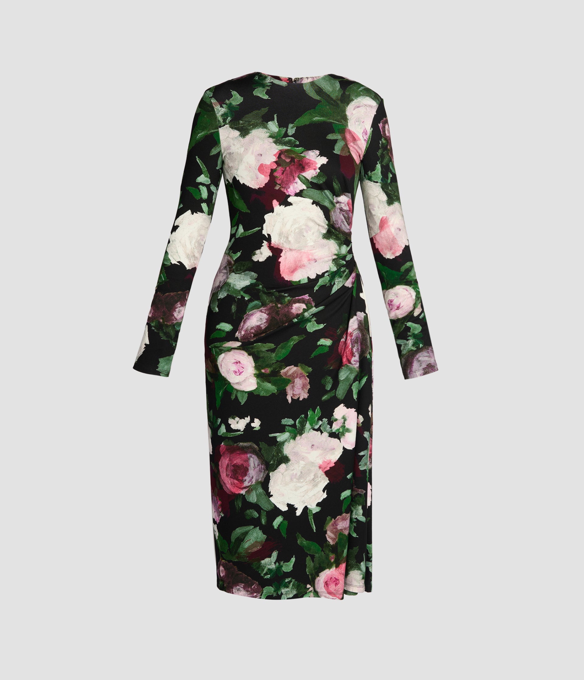 Floral Print Gathered Midi Dress