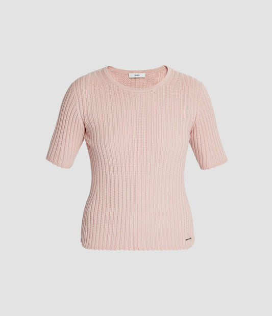 Pointelle Short Sleeve Knit Top