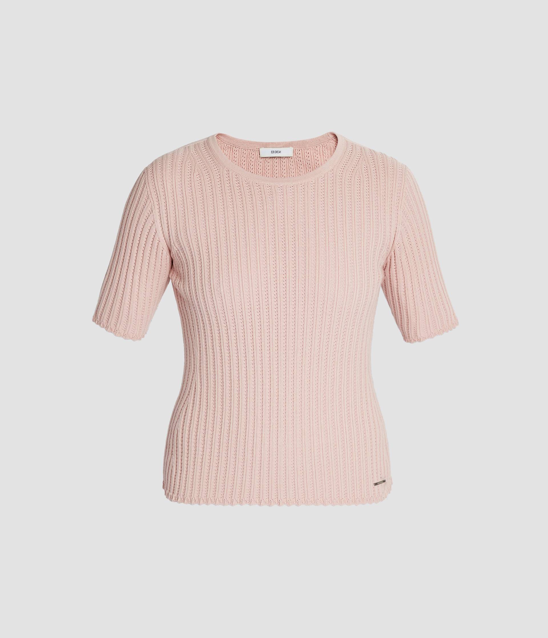 Pointelle Short Sleeve Knit Top