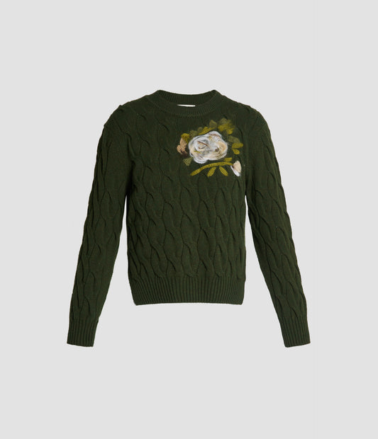 Floral Detail Cable Knit Jumper