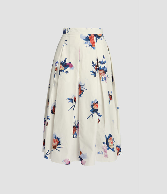 Floral Print Full Midi Skirt