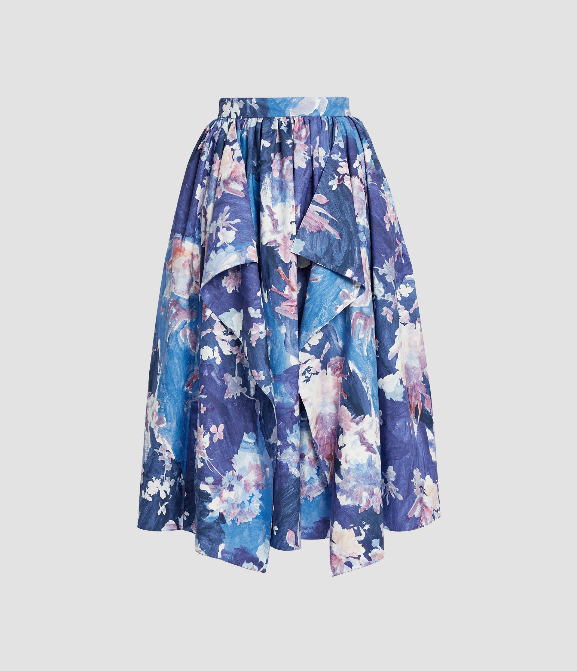 Floral Print Gathered Midi Skirt
